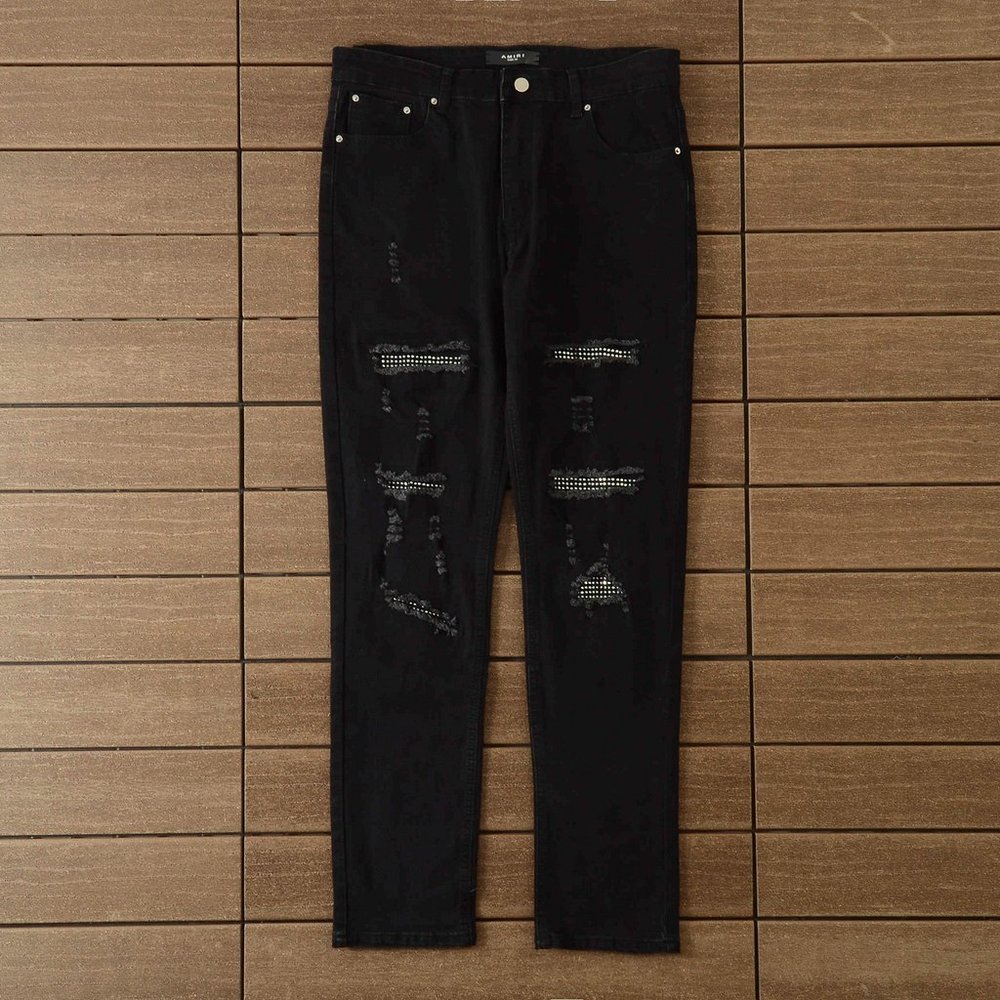 AMIRI Fashionable Riveted Ripped Jeans